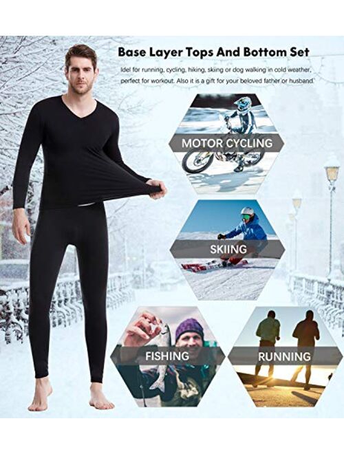 Men's Thermal Underwear Set Microfiber Fleece Long Johns Winter Base Layer Top and Bottom