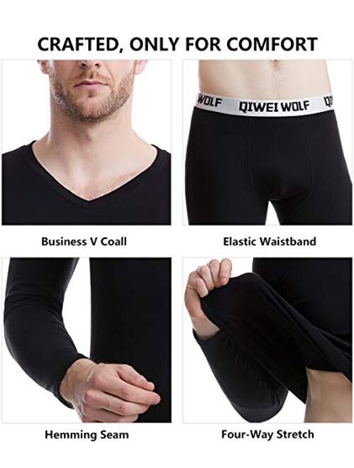 Men's Thermal Underwear Set Microfiber Fleece Long Johns Winter Base Layer Top and Bottom