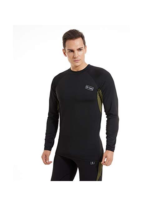 Mens Thermal Underwear Set, Winter Fleece Lined Sport Long Johns Base Layer Quick Drying Thermo for Hunting Skiing