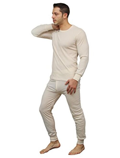 Men's Soft 100% Cotton Waffle Thermal Underwear Long Johns Sets