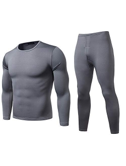 Mens Ultra Soft Thermal Underwear Set Winter Warm Base Layers Tight Long Johns Tops and Bottom Set with Fleece Lined