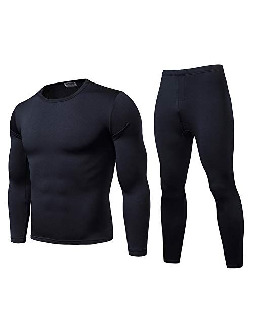 Mens Ultra Soft Thermal Underwear Set Winter Warm Base Layers Tight Long Johns Tops and Bottom Set with Fleece Lined