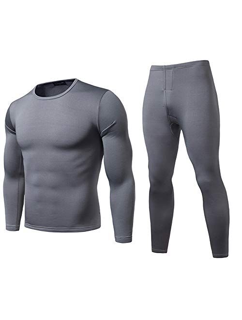 Mens Ultra Soft Thermal Underwear Set Winter Warm Base Layers Tight Long Johns Tops and Bottom Set with Fleece Lined