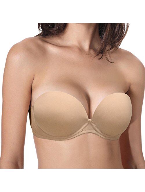 Vogue's Secret Women's Push Up Strapless Bra Convertible Underwire Thick Padded T-Shirt Multiway Bras