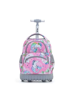 Tilami Rolling Backpack 16 Inch School College Travel Carry-on Backpack Boys Girls