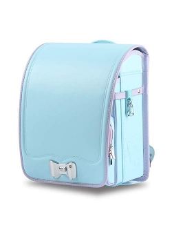 Ransel Randoseru Semi-automatic Japanese school bags PU leather for girls boys