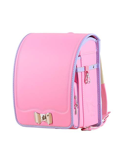 Ransel Randoseru Semi-automatic Japanese school bags PU leather for girls boys