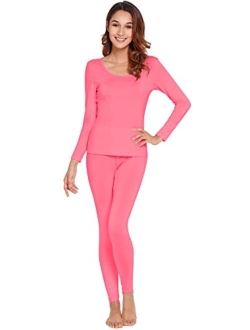 Womens Bamboo Soft Pajamas Set Lightweight Underwear High Stretch Long Johns Sets Base Layer Top with Bottoms S-3X