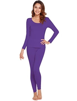 Womens Bamboo Soft Pajamas Set Lightweight Underwear High Stretch Long Johns Sets Base Layer Top with Bottoms S-3X