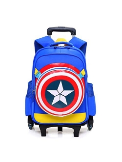 Spiderman Six Wheels Trolley Case School Bags Boy Oxford Cloth Vacation Backpack