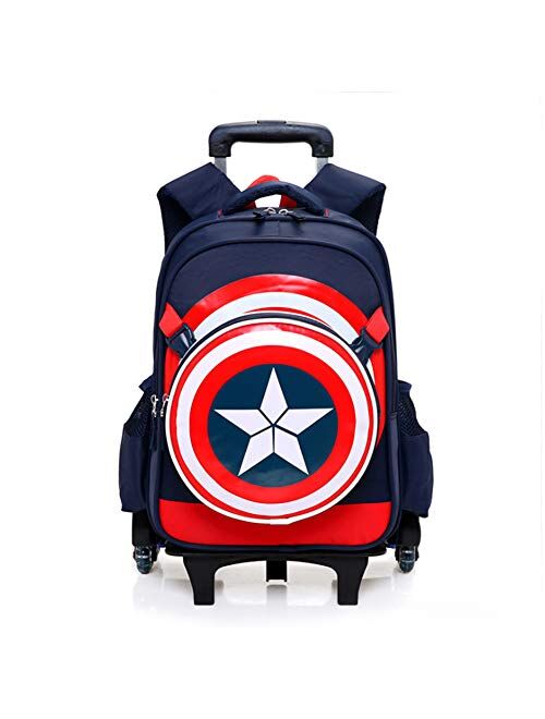 Spiderman Six Wheels Trolley Case School Bags Boy Oxford Cloth Vacation Backpack