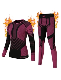 MEETWEE Thermal Underwear for Women, Long Johns Ski Cold Weather Gear Set Base Layer Warm Winter Top and Bottom Running