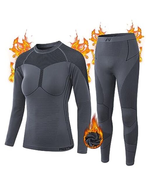 MEETWEE Thermal Underwear for Women, Long Johns Ski Cold Weather Gear Set Base Layer Warm Winter Top and Bottom Running