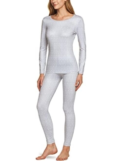 TSLA Women's Thermal Underwear Set, Soft Fleece Lined Long Johns, Winter Warm Base Layer Top & Bottom