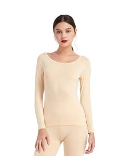 Mcilia Women's Ultrathin Modal Thermal Baselayer Top Scoop Neck Long Sleeve Undershirt