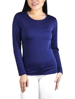 ToBeInStyle Womens Crew Neck Fleece Lined Long Sleeve Tee Thermal Tops