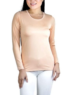 ToBeInStyle Womens Crew Neck Fleece Lined Long Sleeve Tee Thermal Tops