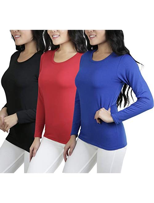 ToBeInStyle Womens Crew Neck Fleece Lined Long Sleeve Tee Thermal Tops