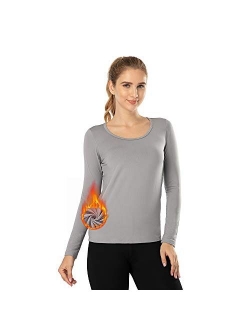 MANCYFIT Thermal Tops for Women Fleece Lined Shirt Long Sleeve Base Layer V Neck