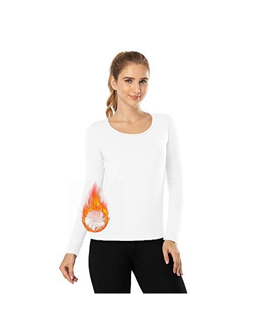 MANCYFIT Thermal Tops for Women Fleece Lined Shirt Long Sleeve Base Layer V Neck