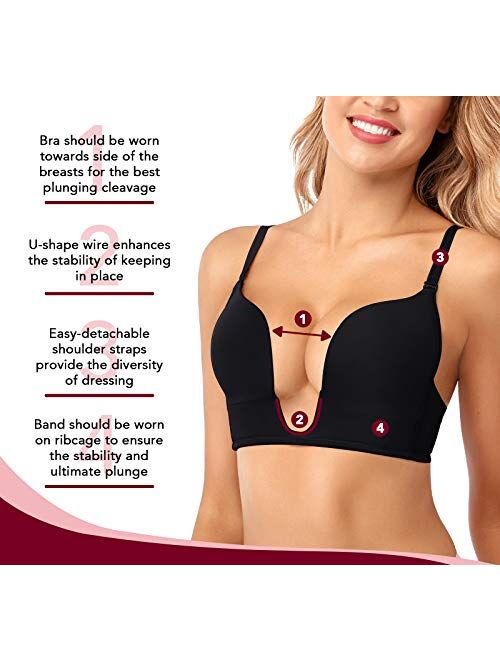 Sexy Deep Plunge Bra for Women Cleavage Enhancer Wireless Padded