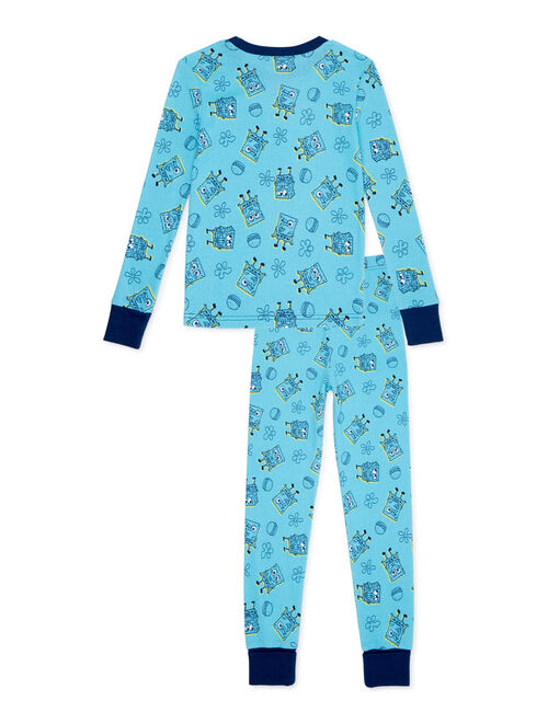 Spongebob Boys 2-Piece Cotton Pajama Set with Slipper Sizes 4-10