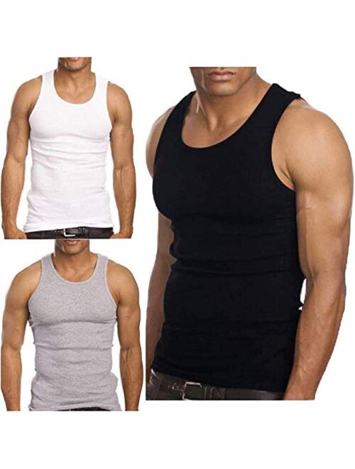 A-Power | Men's 100% Cotton Multipack Classic Rib Tank Top A-Shirts