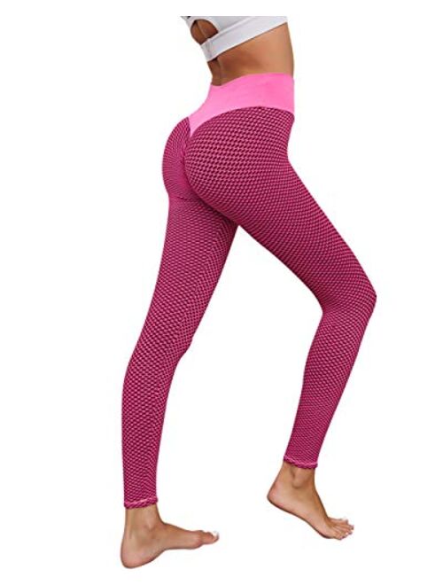 OMKAGI Sexy Butt Lifting Workout Leggings for Women Textured
