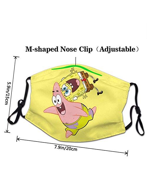 Spongebob Face Cover Anime Masks Back Windproof Cloth Mouth Cover Balaclava Scarf Ear Loops 3PCS White