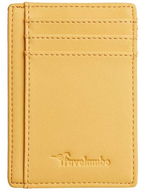 Travelambo Front Pocket Minimalist Leather Slim Wallet RFID Blocking Medium Size