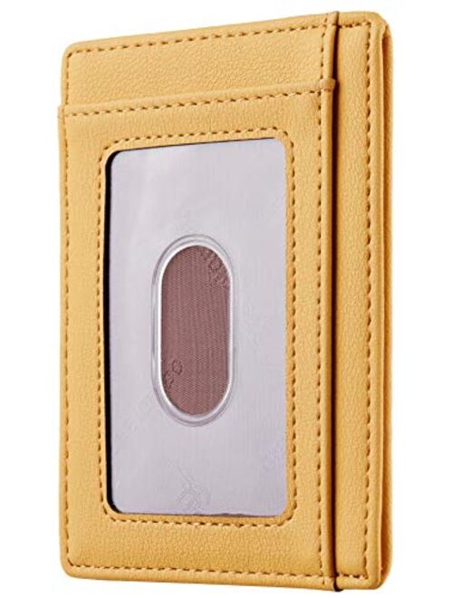 Travelambo Front Pocket Minimalist Leather Slim Wallet RFID Blocking Medium Size