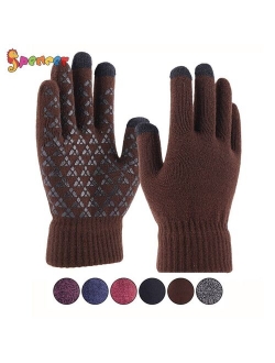 Spencer Winter Warm Texting Gloves for Women Men, Knit Gloves Touchscreen Anti-Slip Silicone Gel Thermal Soft Lining Elastic Cuff Texting Gloves "Purple,Women"