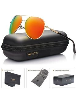 Womens Mens Aviator Sunglasses Polarized with Case - UV 400 Protection Ora