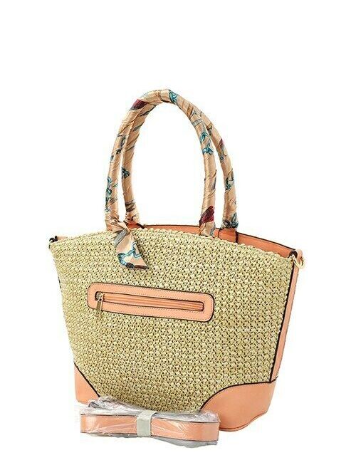 Deluxity Fashion Straw Handbag [BJ5698_CR]