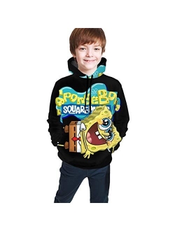 Spongebob Funny and Good-Looking Teen Hooded Sweate Jacket Black Comfortable Classic Boy and Girl Unisex-Baby