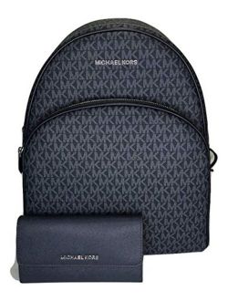 Abbey Large Backpack bundled with Michael Kors Jet Set Travel Trifold Wallet (Signature MK Admiral)
