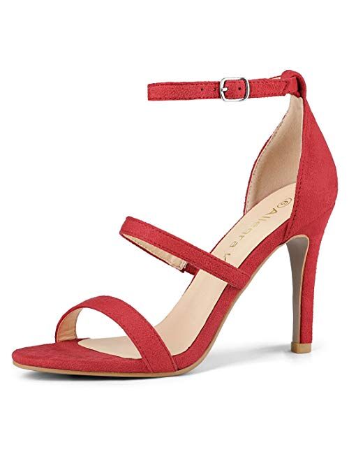 Allegra K Women's Open Toe Triple Straps Stiletto High Heel Sandals