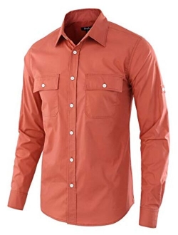 Estepoba Men's Premium Casual Cotton Long Sleeve Outdoor Button-Down Work Shirt