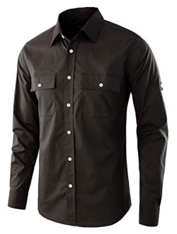 Estepoba Men's Premium Casual Cotton Long Sleeve Outdoor Button-Down Work Shirt