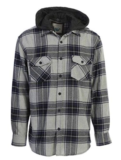 Gioberti Men's Removable Hoodie Plaid Checkered Flannel Button Down Shirt