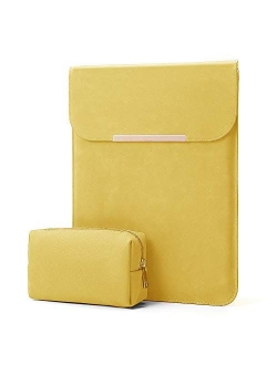 13.3 inch Laptop Sleeve Case Faux Suede Leather for MacBook Air Pro Retina 2016-2020, for 13"-13.5" Surface Pro 5 6 7 with Pouch