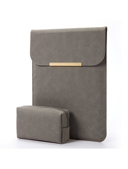 13.3 inch Laptop Sleeve Case Faux Suede Leather for MacBook Air Pro Retina 2016-2020, for 13"-13.5" Surface Pro 5 6 7 with Pouch