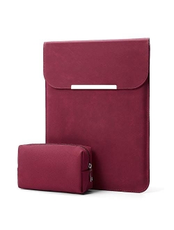 13.3 inch Laptop Sleeve Case Faux Suede Leather for MacBook Air Pro Retina 2016-2020, for 13"-13.5" Surface Pro 5 6 7 with Pouch