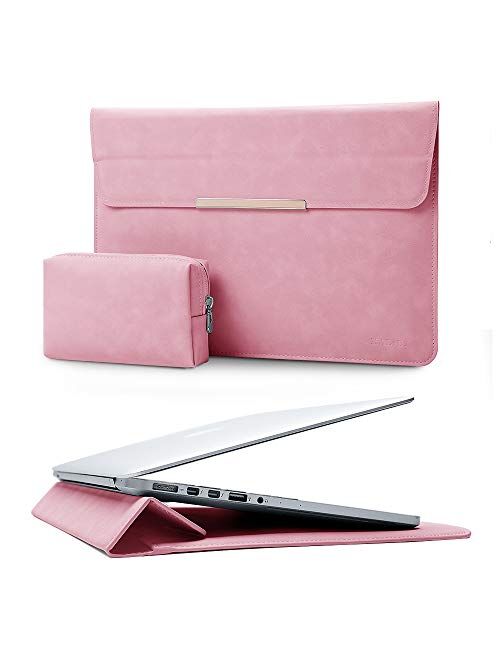 KALIDI 13.3 inch Laptop Sleeve Case Faux Suede Leather for MacBook Air Pro Retina 2016-2020, for 13"-13.5" Surface Pro 5 6 7 with Pouch