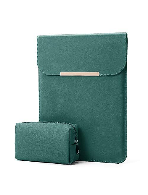 KALIDI 13.3 inch Laptop Sleeve Case Faux Suede Leather for MacBook Air Pro Retina 2016-2020, for 13"-13.5" Surface Pro 5 6 7 with Pouch