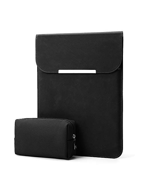 KALIDI 13.3 inch Laptop Sleeve Case Faux Suede Leather for MacBook Air Pro Retina 2016-2020, for 13"-13.5" Surface Pro 5 6 7 with Pouch