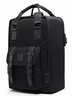 VIAZ Vintage Backpack for Work, Travel, College, with (D269a, Black)