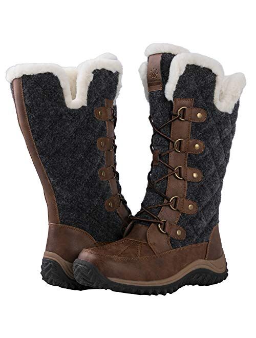 GLOBALWIN Women's Mid-Calf Fleece Lined Winter Boots