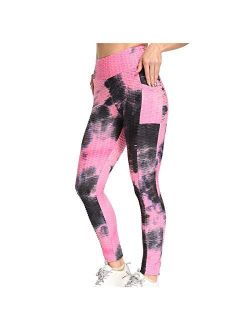 GOGOBO Famous TIK Tok Leggings, Women High Waisted Tie Dye Yoga Pants with Pockets Butt Lifting Tummy Control Tights