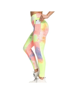 GOGOBO Famous TIK Tok Leggings, Women High Waisted Tie Dye Yoga Pants with Pockets Butt Lifting Tummy Control Tights